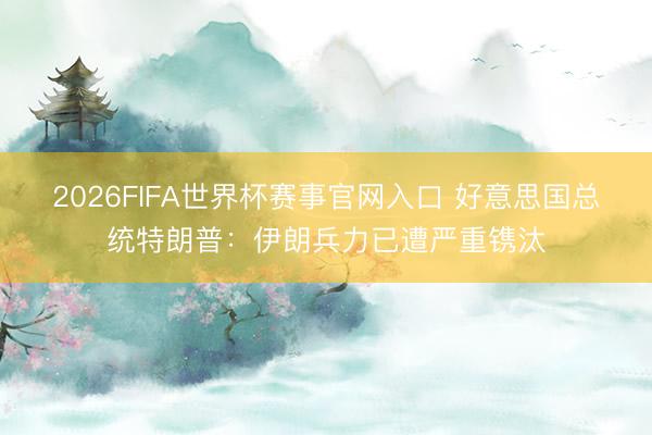 2026FIFA世界杯赛事官网入口 好意思国总统