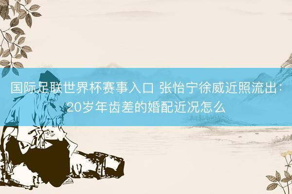 国际足联世界杯赛事入口 张怡宁徐威近照流出：20岁年齿差的婚配近况怎么