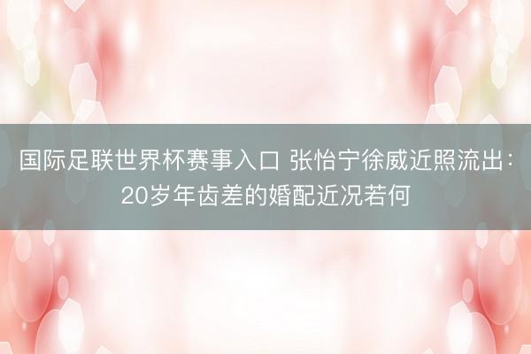 国际足联世界杯赛事入口 张怡宁徐威近照流出：20岁年齿差的婚配近况若何