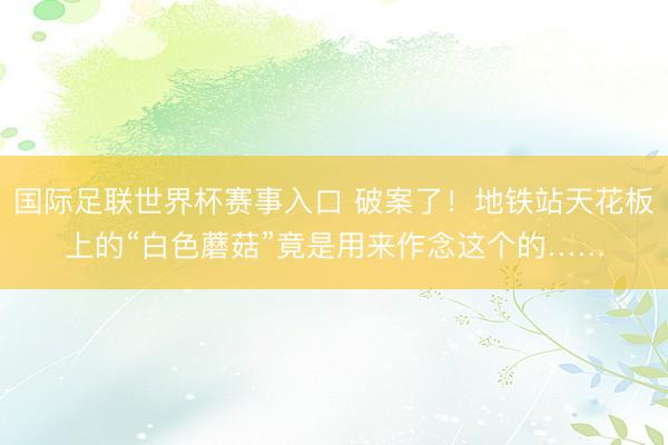 国际足联世界杯赛事入口 破案了！地铁站天花板上的“白色蘑菇”竟是用来作念这个的……